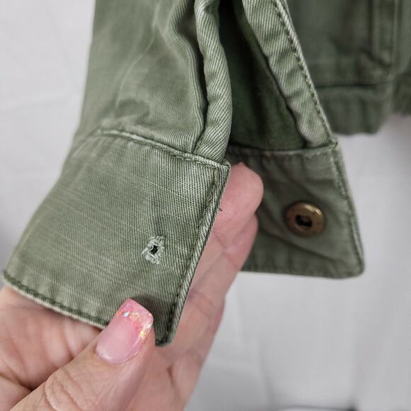 Ecote Womens Olive Cotton Long Sleeve Button Front Military Jacket Size Small - Picture 5 of 10